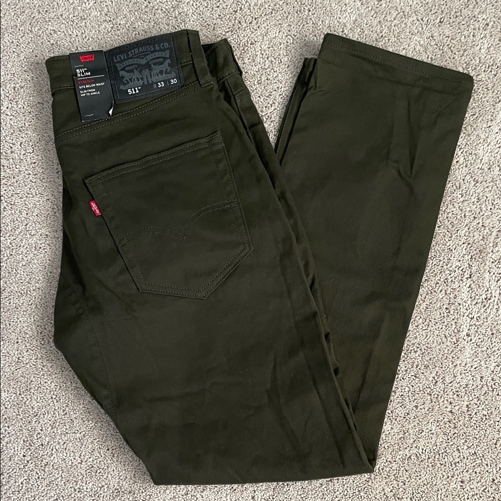 Levi's Men’s 511 Slim 33x30 Dark Green Denim Pants